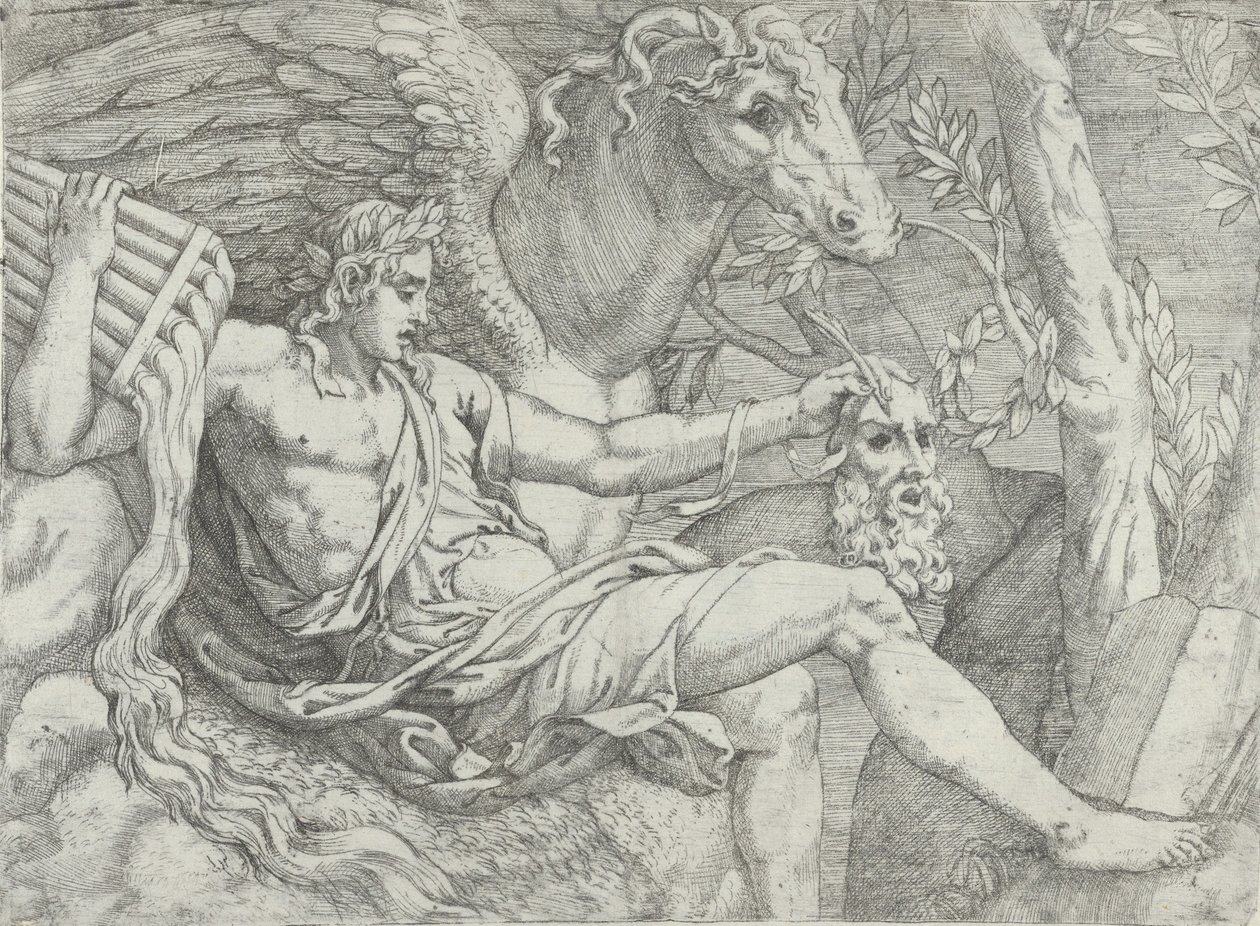 Sağ elinde pipo tutan Apollo, Pegasus