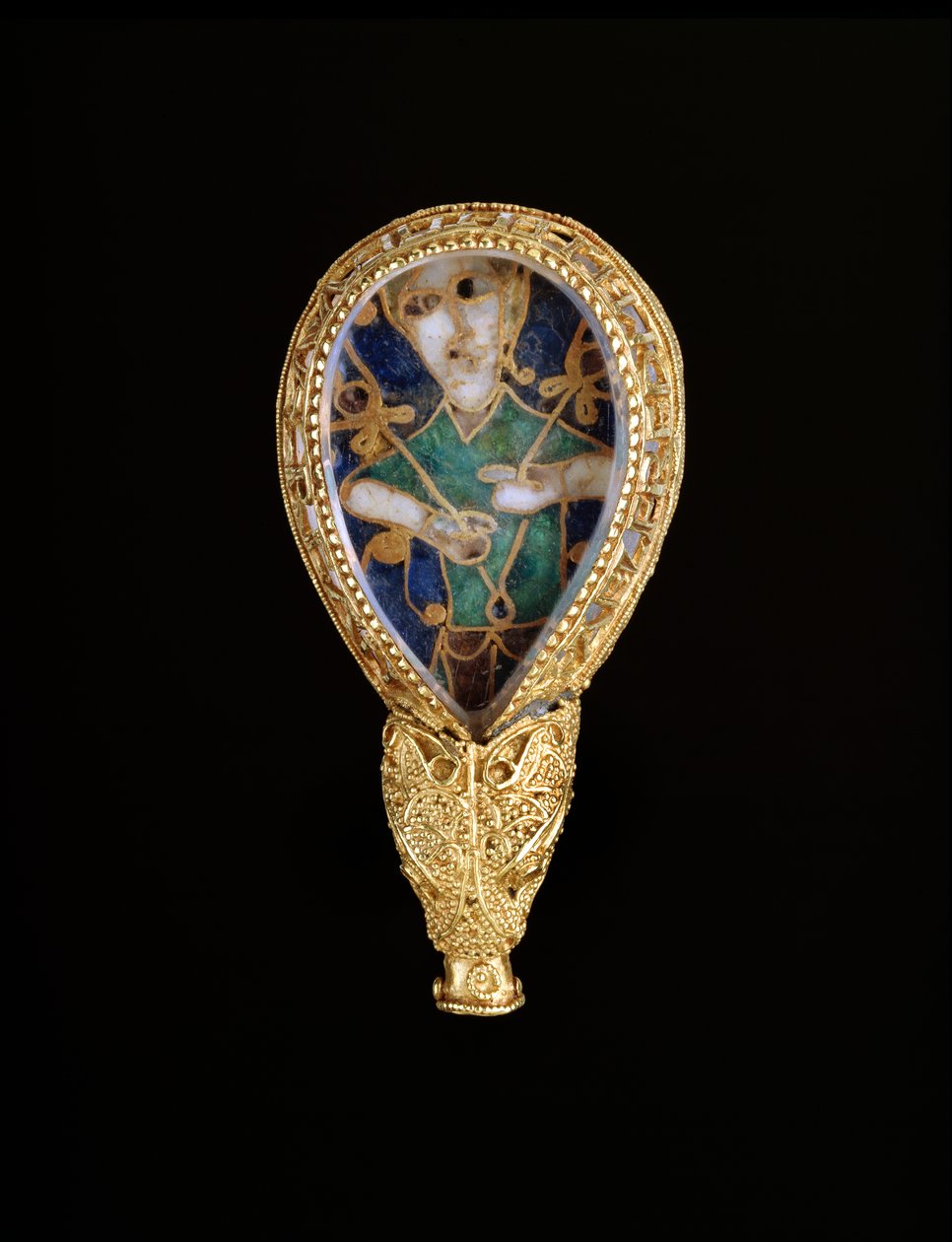 Alfred Jewel (altın, kaya kristali ve emaye) (tersi için bkz. 100549) by Anglo Saxon