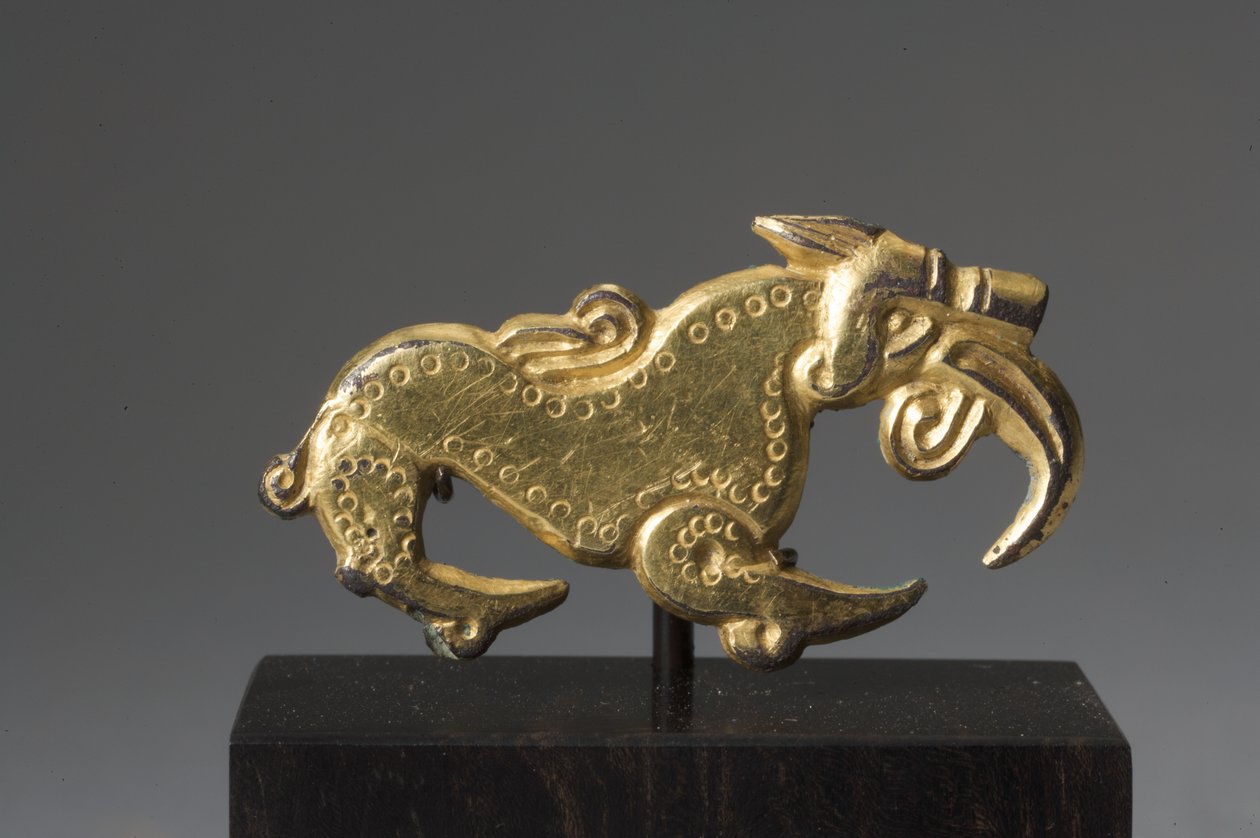 Zoomorphic belt fitment (gilt-bronze) by Anglo-Saxon