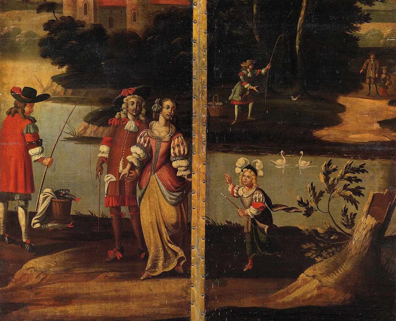 Dört katlı çift taraflı ekran, c.1700 by Anglo Flemish School