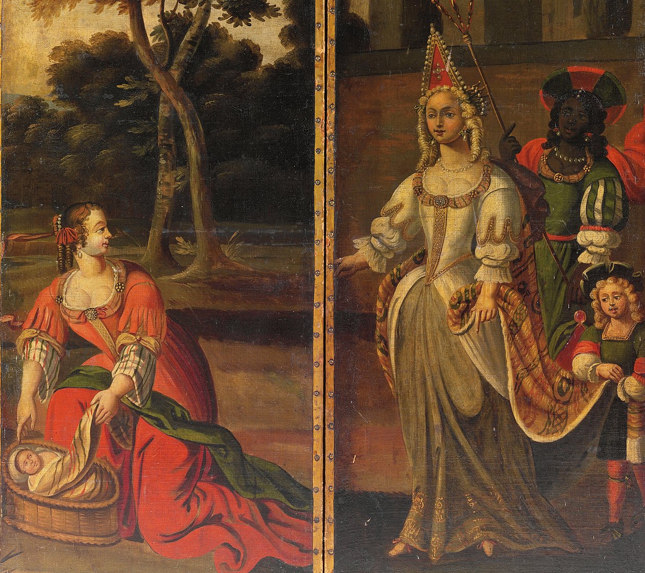 Dört katlı çift taraflı ekran, c.1700 by Anglo Flemish School