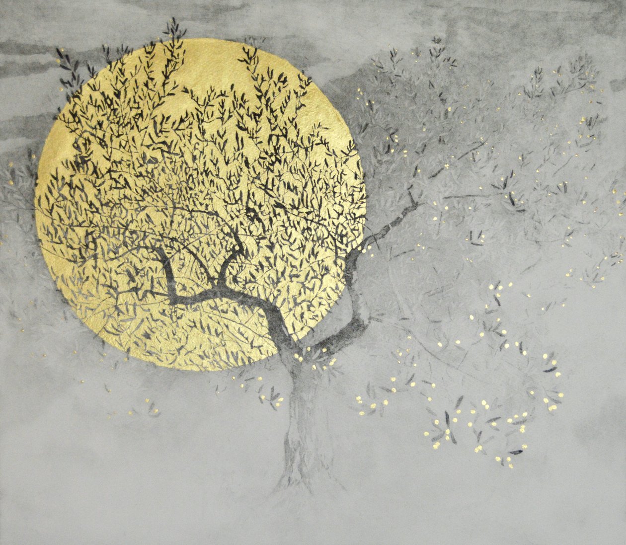 Bilgelik, 2019 (kağıt üzerine gravür, aquatint ve altın varak) by angus hampel