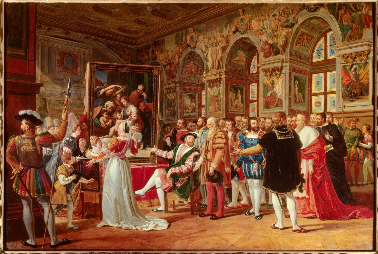 1. Francois yüzyılı: 1. Francois Fransa Kralı, minnettarlığına bir övgü olarak Raphael (Raffaello sanzio İtalyan ressam) tarafından Roma