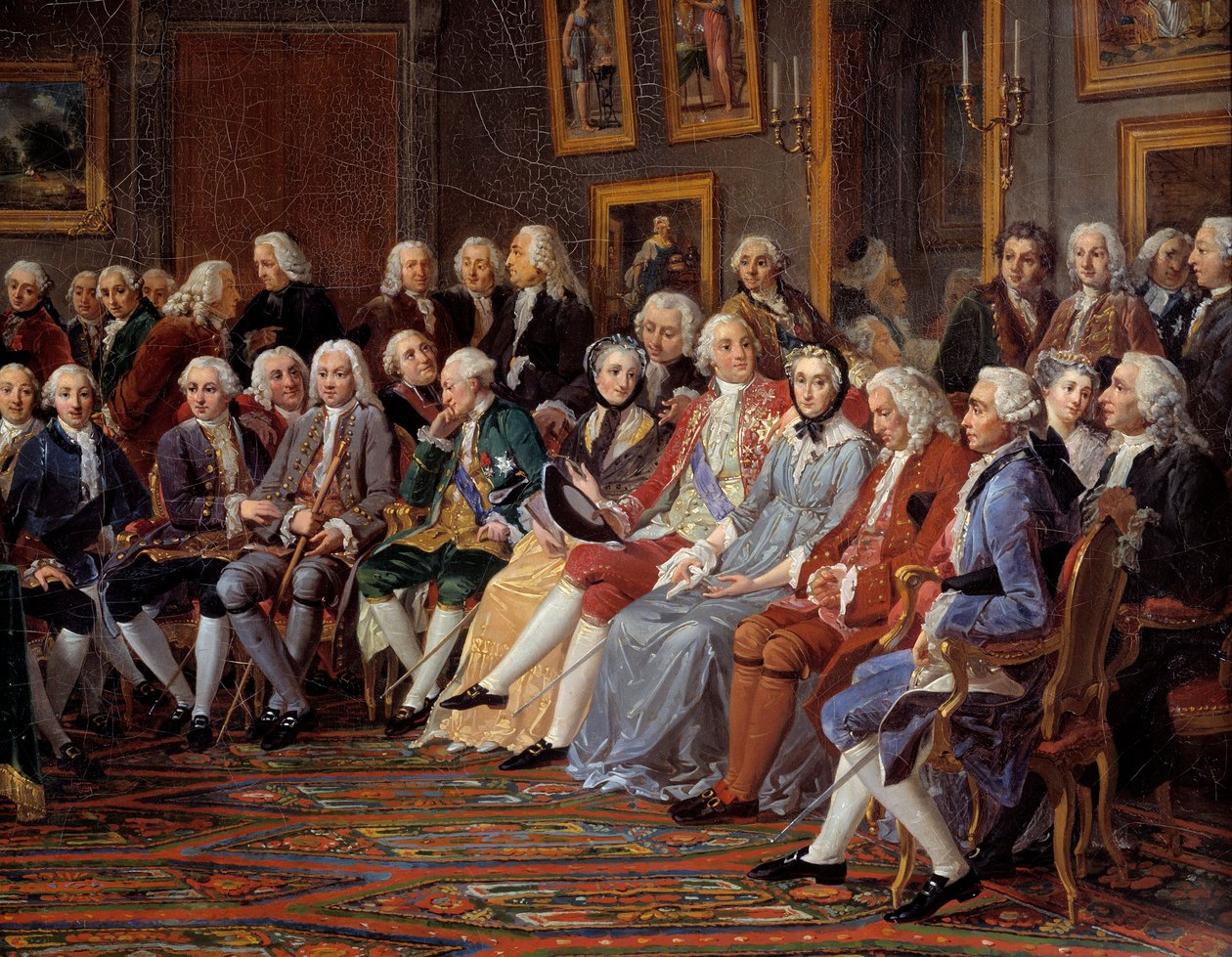 Madam Geoffrin'in salonu, detay by Anicet Charles Lemonnier