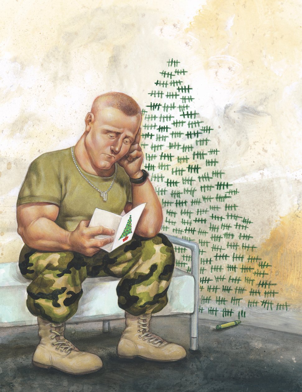 Sessiz Gece, Sonsuz Kavga, 2005 (illüstrasyon panosu üzerine akrilik) by Anita Kunz