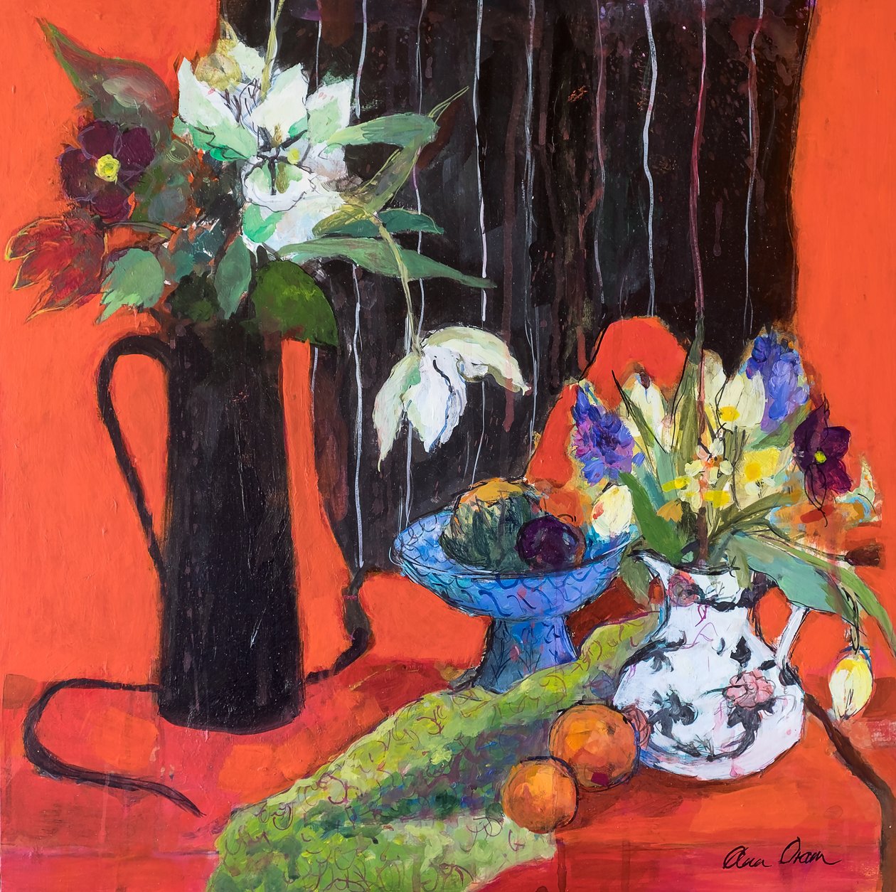 Mutfak Natürmort Kırmızı, 2019 (Akrilik) by Ann Oram
