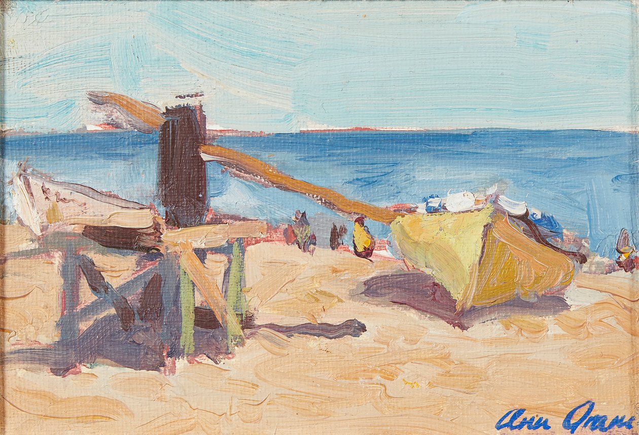 The Beach, La Linea (tuval üzerine yağlı boya) by Ann Oram