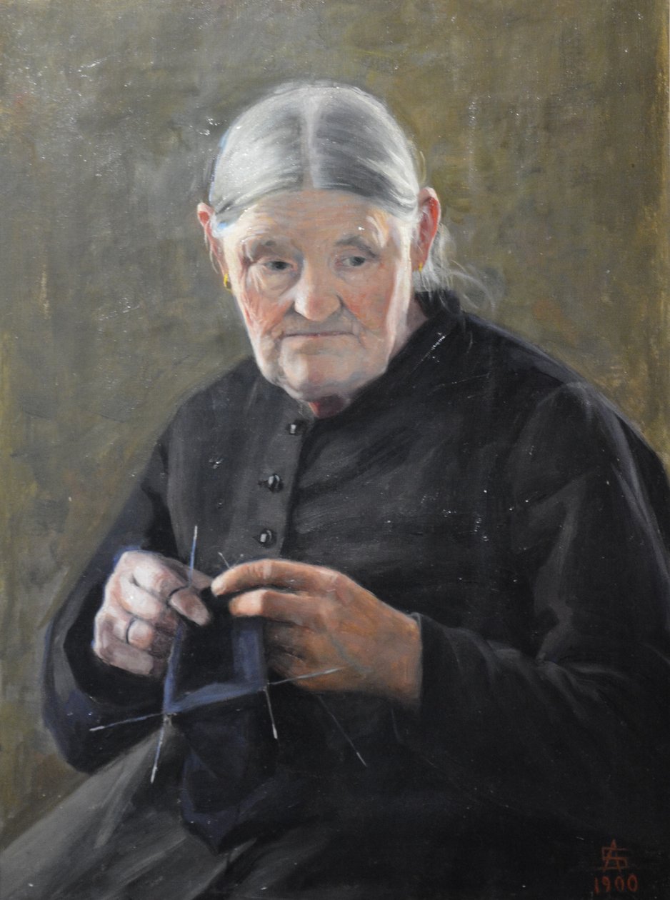 Yaşlı kadın dikiş by Anna Sahlstén