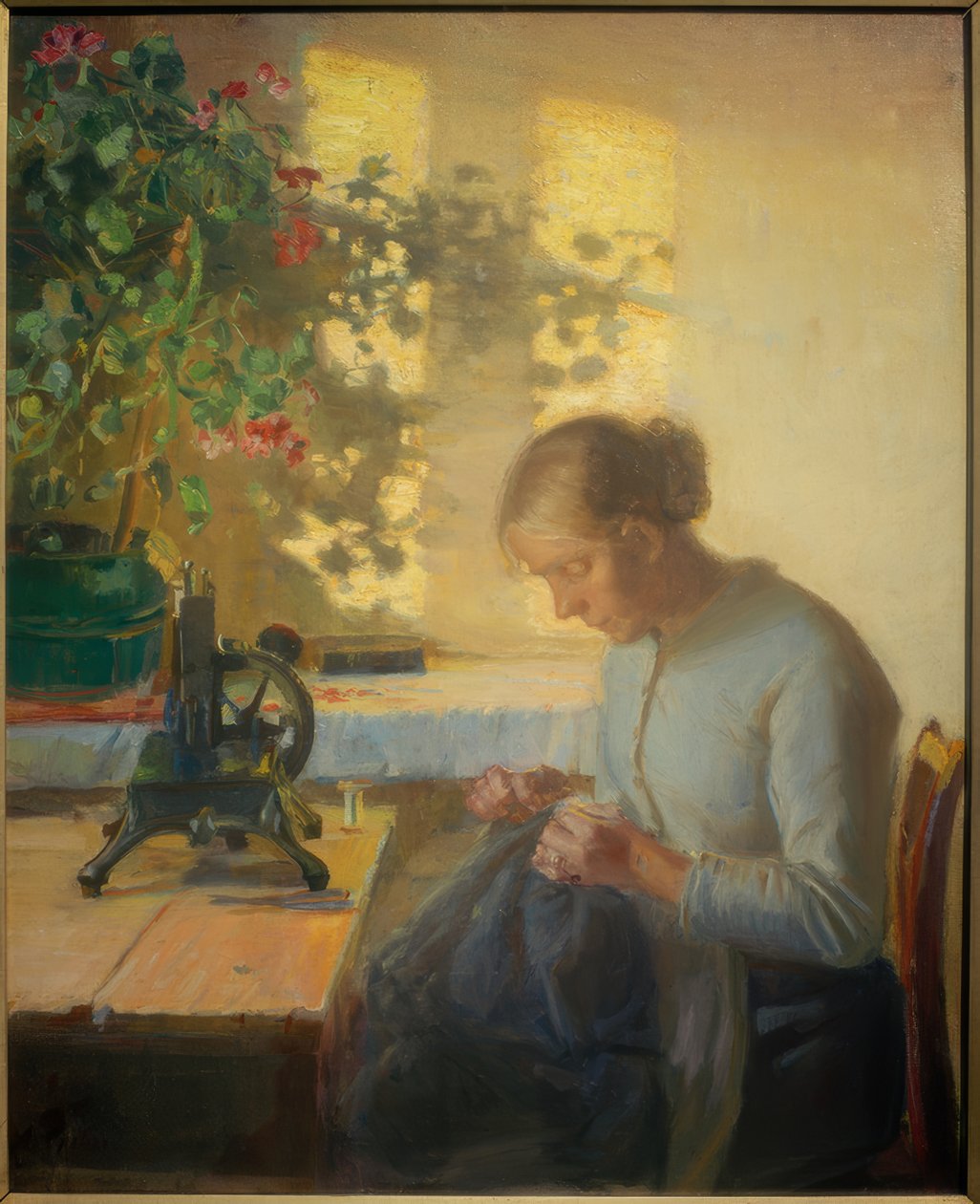 balıkçının kızı dikiş by Anna Ancher