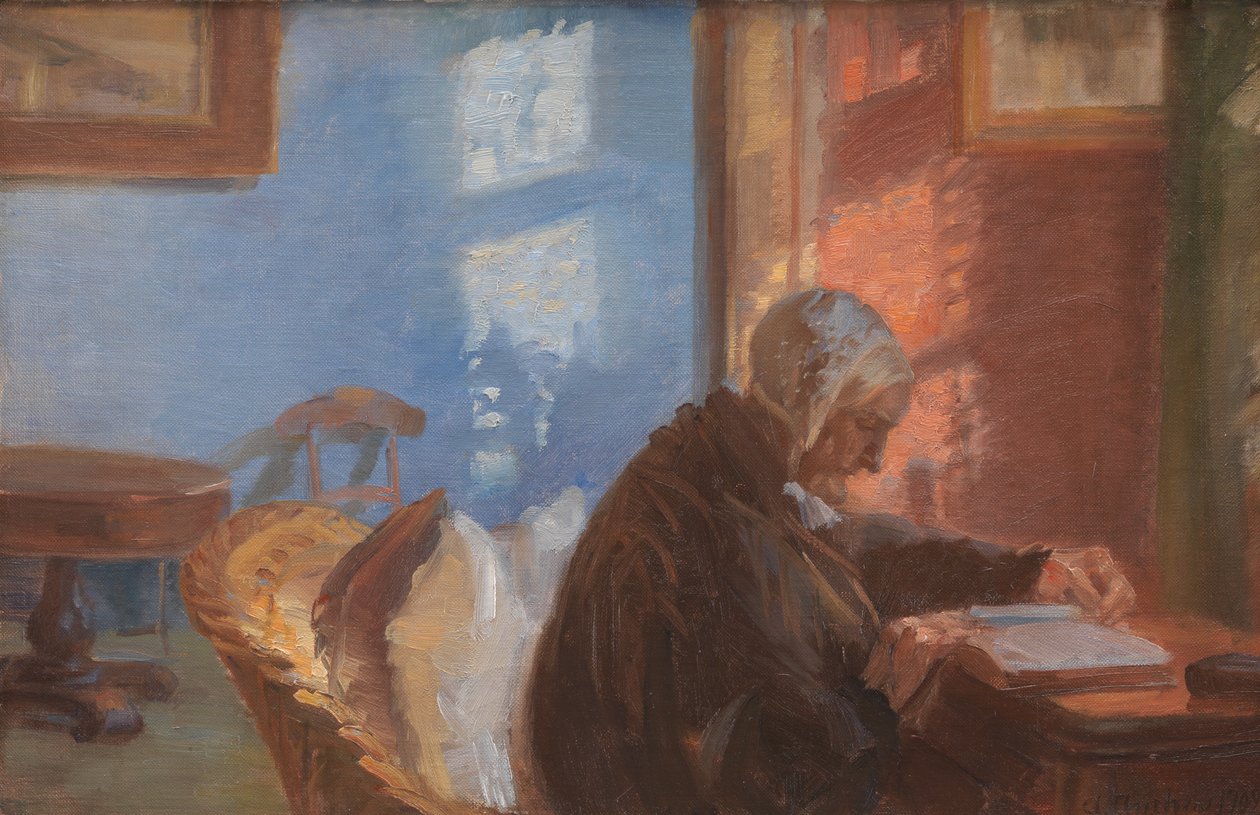 Kırmızı Odada Sanatçının Annesi ve Hedvig Brøndum by Anna Ancher