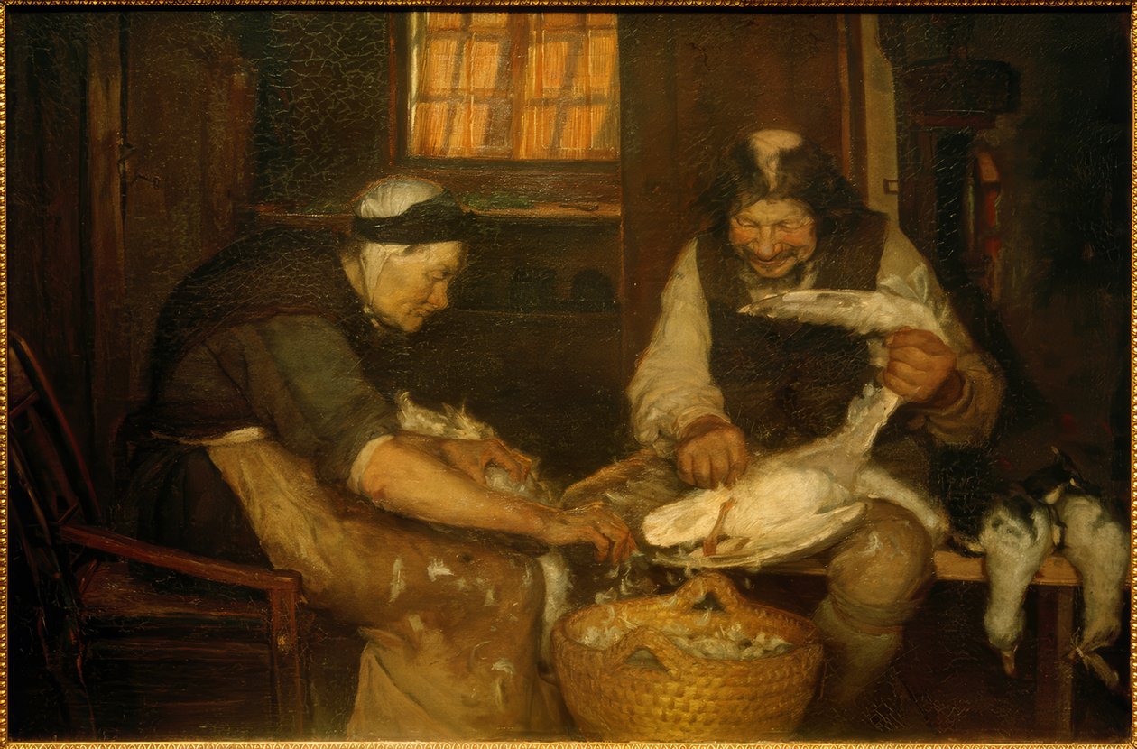 Martıları yolan iki yaşlı insan. Lars Gaihede ve eski Lene by Anna Ancher