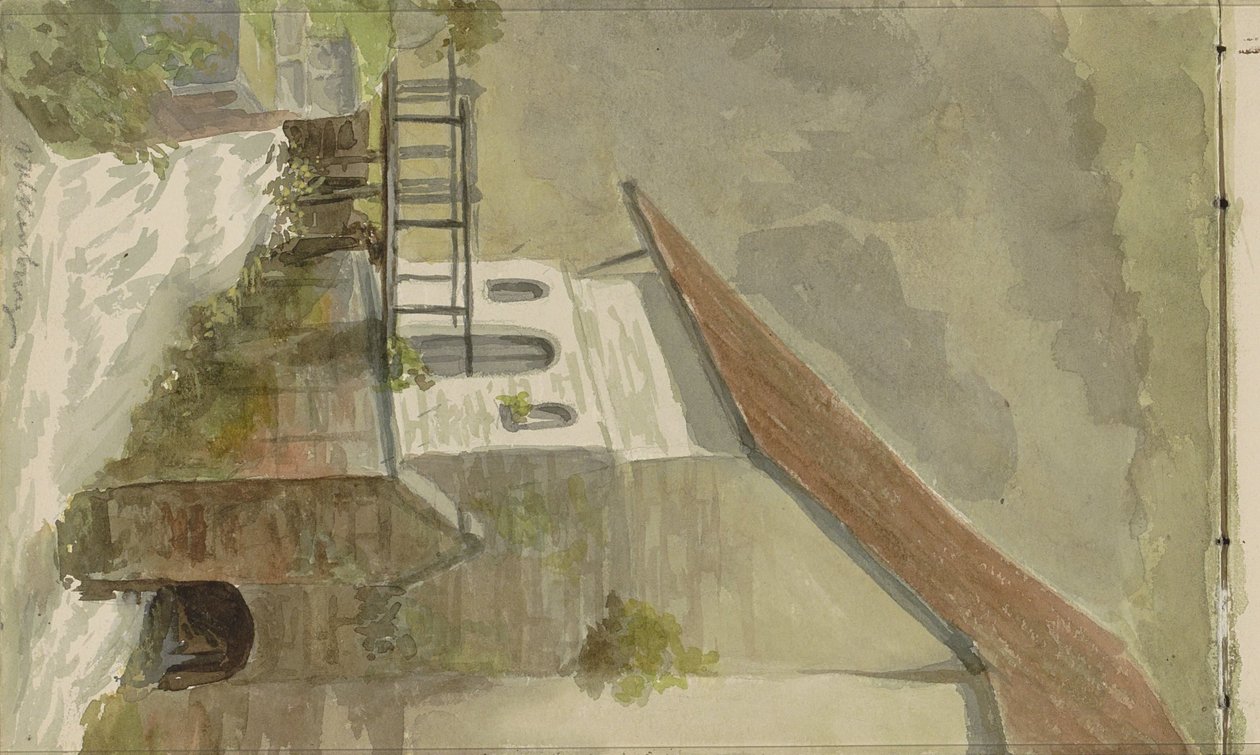 Valkenburg'da bir kanalda ev by Anna Catharina Maria van Eeghen (possibly)