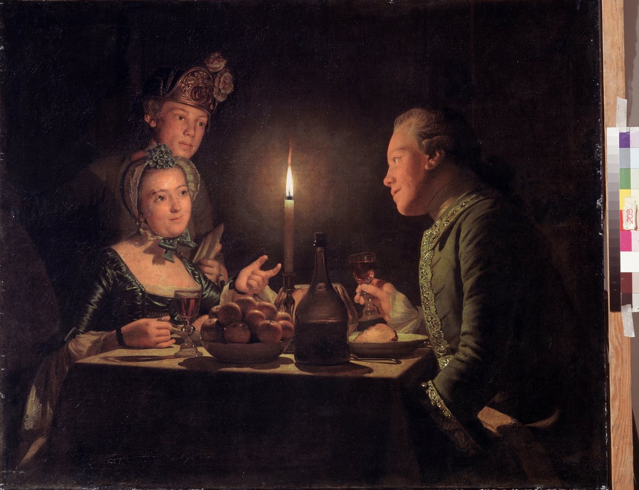 Mum ışığında akşam yemeği (Mum ışığında akşam yemeği). Anna Dorothea Therbusch Lisiewska