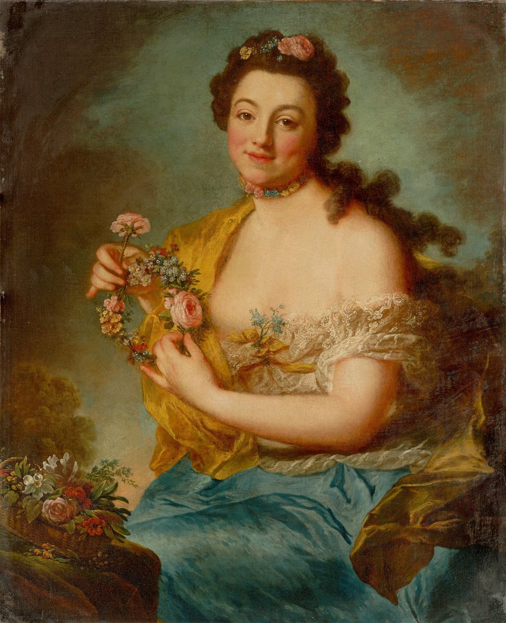 Flora olarak Otoportre, c. 1766. by Anna Dorothea Therbusch Lisiewska