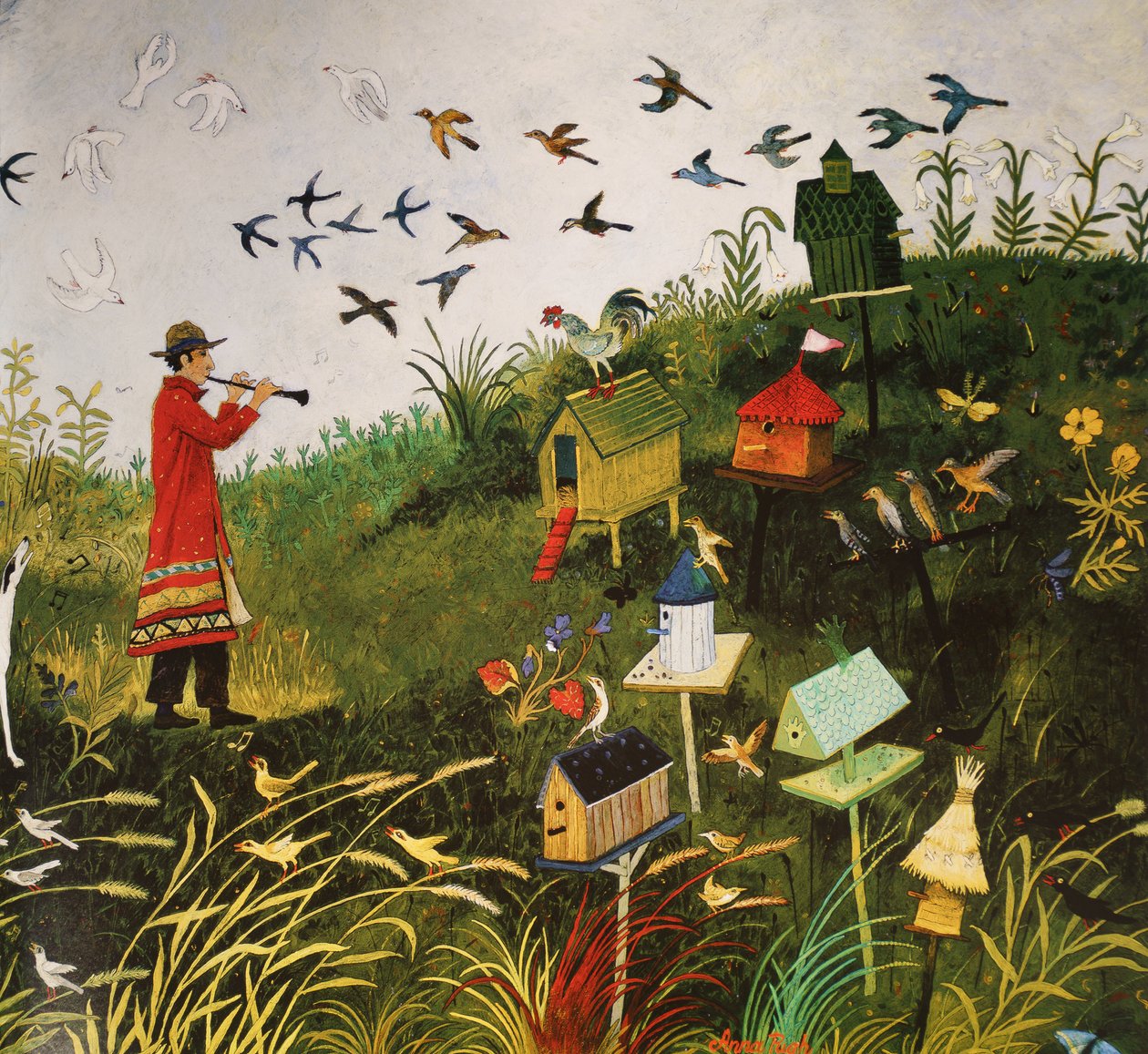 Siyah Kuşlu Kuş Kavalı, 2001 (akrilik) by Anna Pugh
