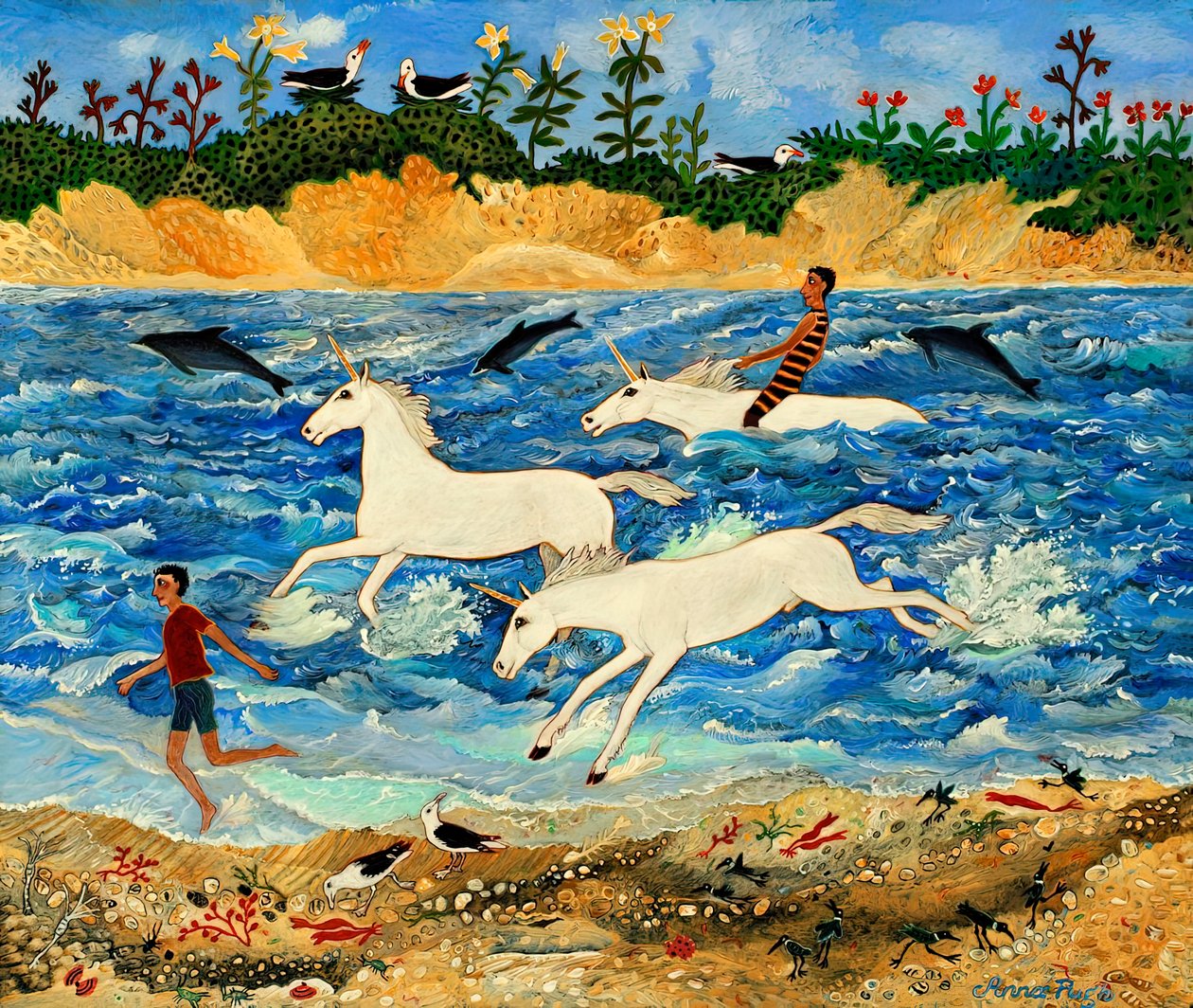 Tek Boynuzlu At Egzersizi, 2012 (akrilik) by Anna Pugh