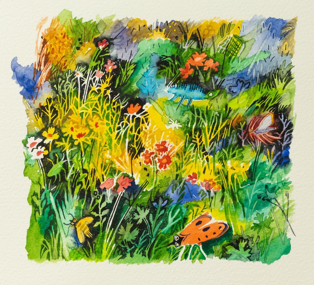 Çayır Böcekleri, 2023 (suluboya) by Anna Pugh
