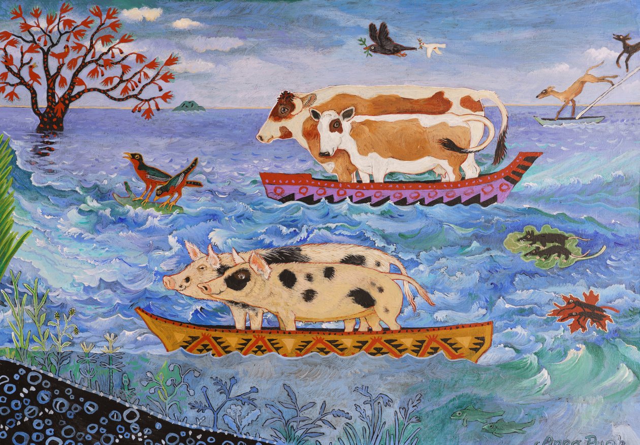 Off the Ark, 2018 (akrilik) by Anna Pugh