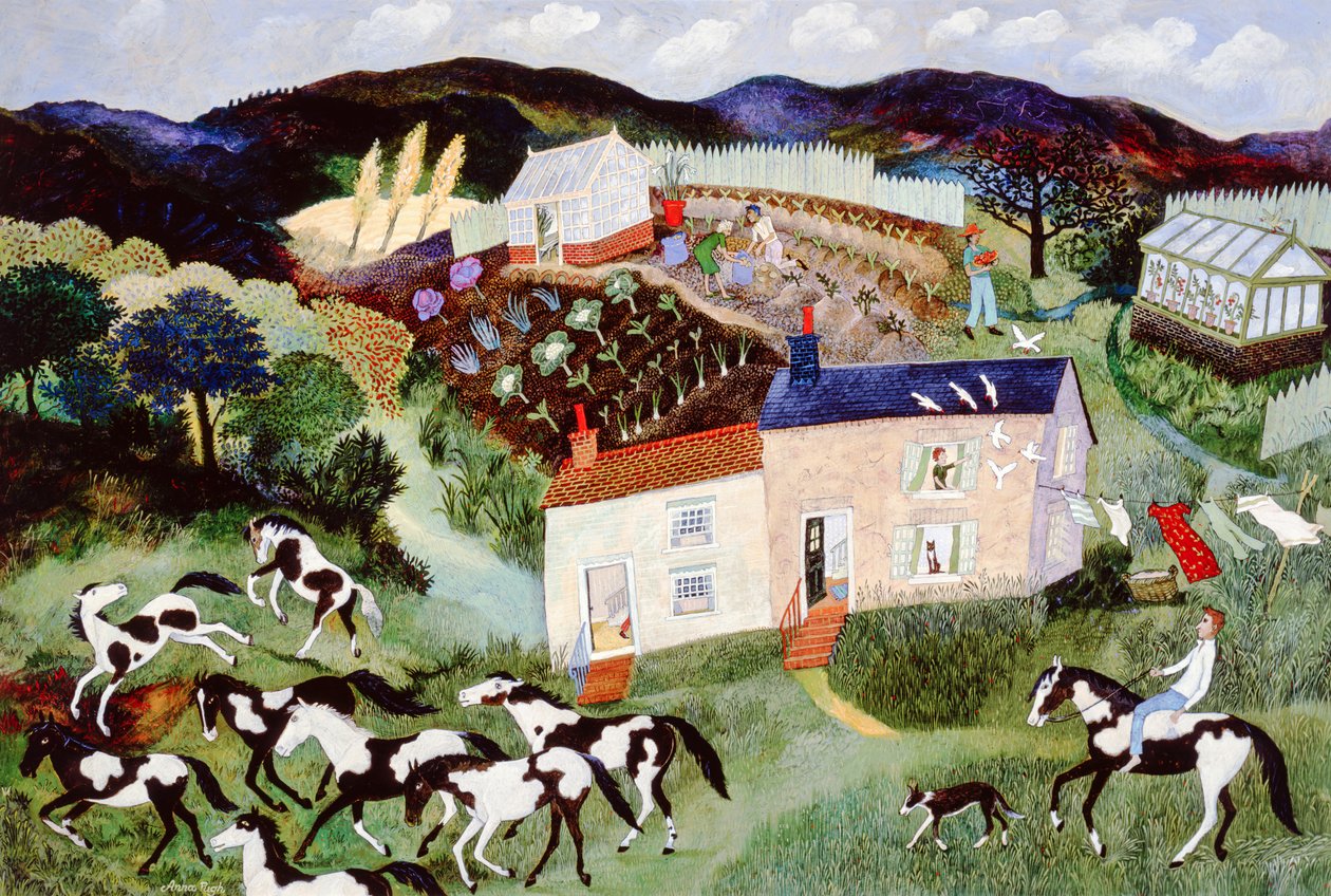 Patates Toplama, 2001 (akrilik) by Anna Pugh