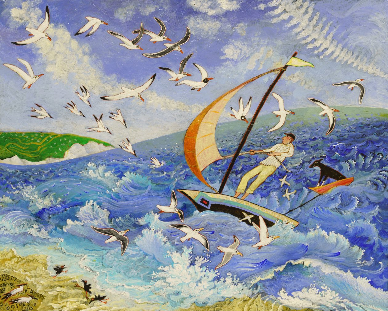Wallace denize açılıyor, 2017 (akrilik) by Anna Pugh