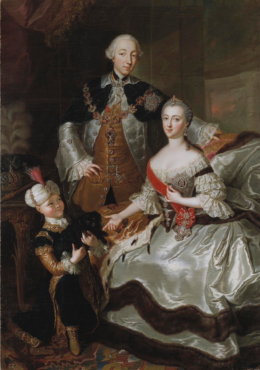 Peter III ve Catherine II, oğulları Paul ile birlikte, c.1756 by Anna Rosina Lisiewska