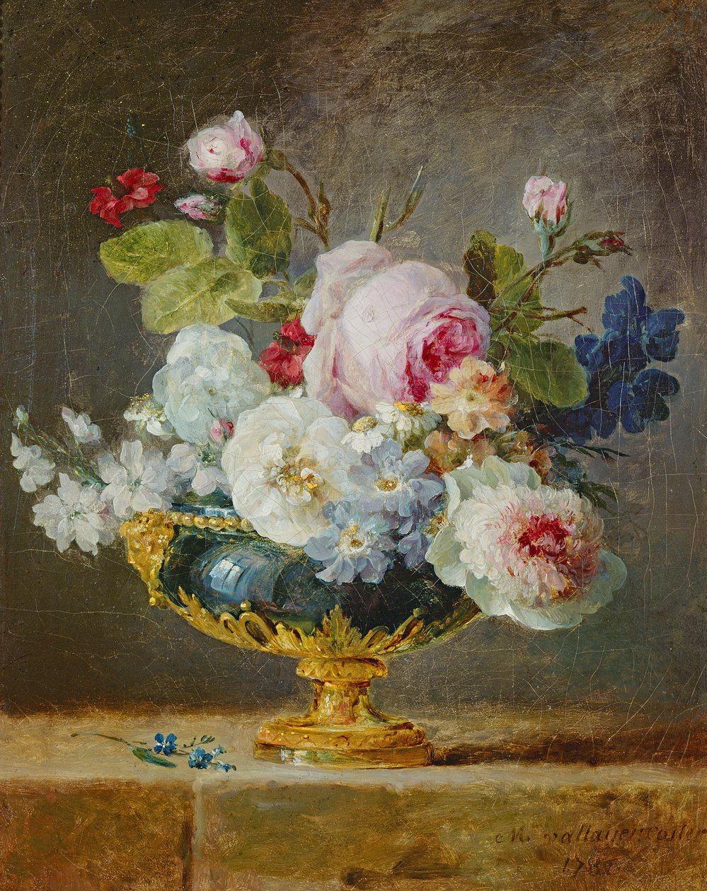 Mavi bir vazoda çiçekler, 1782 by Anne Vallayer Coster
