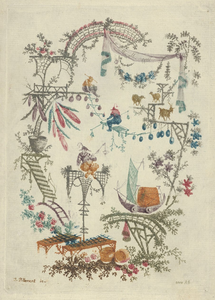 Çin Arabesk Defterlerinin Yeni Paketinden Chinoiserie, 1790-99. by Anne Allen