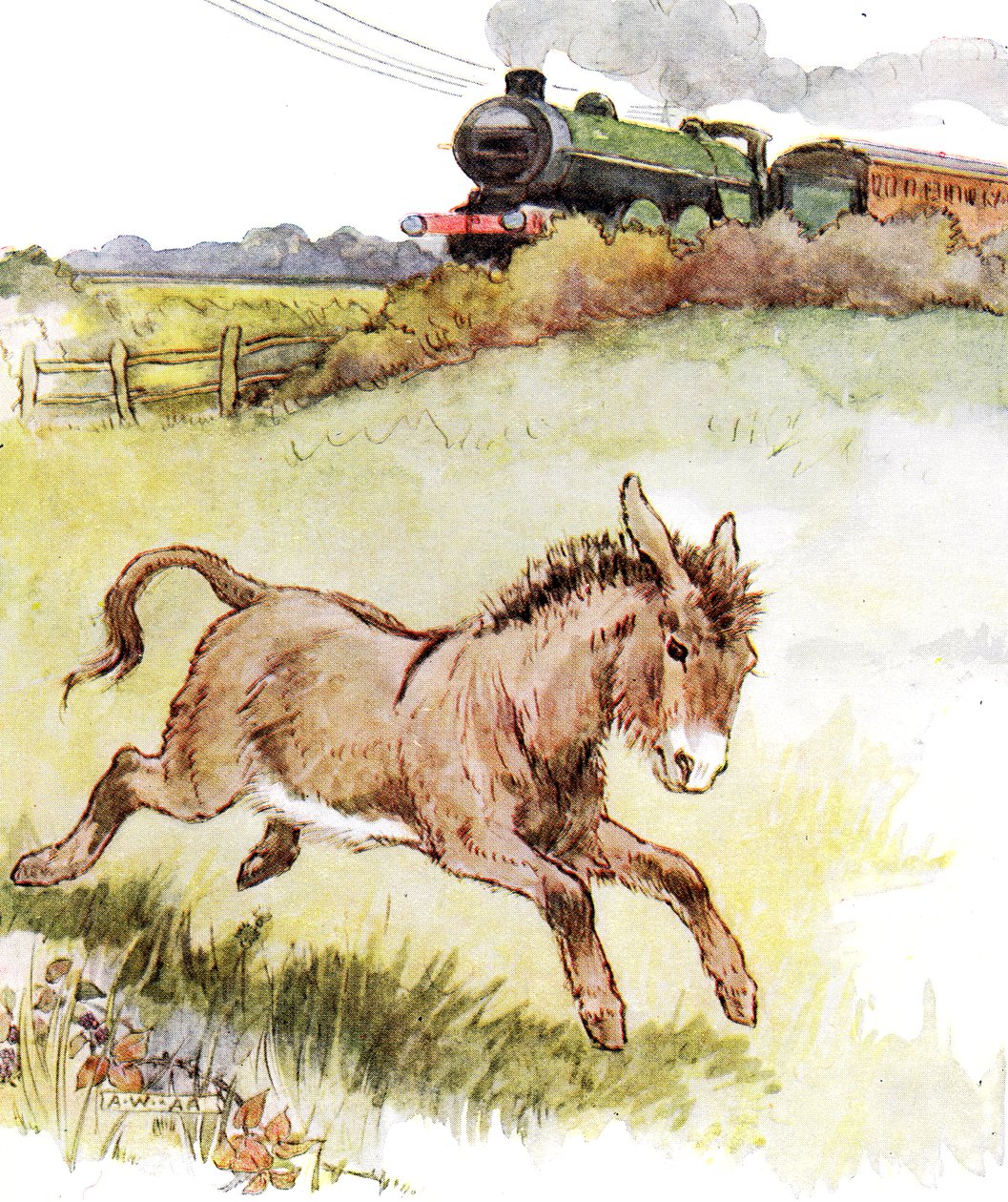 "Korkunç bir ejderha homurdanarak geldi", Thomas Nelson und Sons tarafından yayınlanan "The Naughty Neddy Book"tan bir çizim, 1920