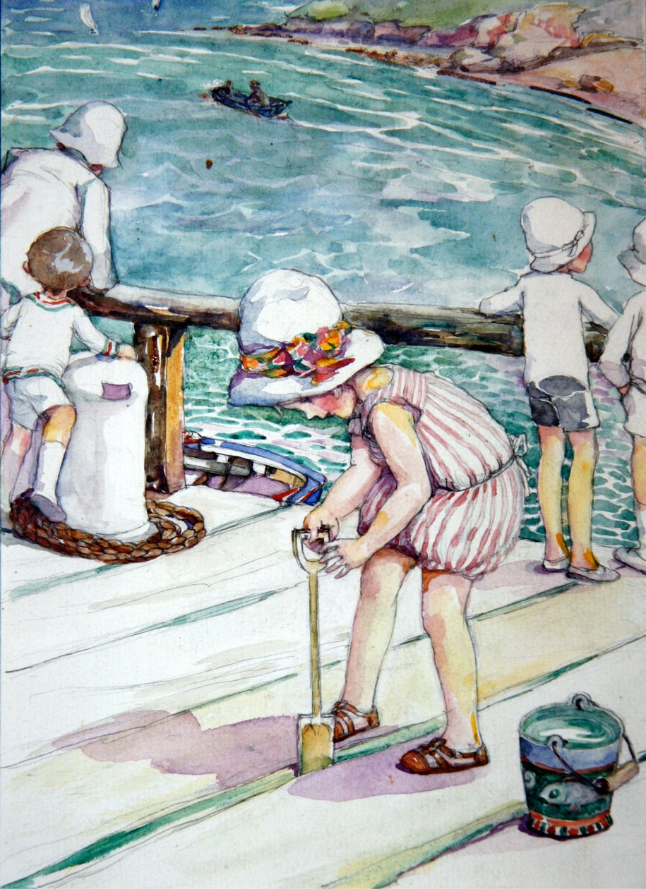 How Evangeline Lost Her Spade, 1929 (wc on paper) by Anne Anderson