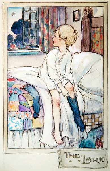 The Lark, c.1916 (kağıt üzerine suluboya ve kurşun kalemle kalem ve mürekkep) by Anne Anderson
