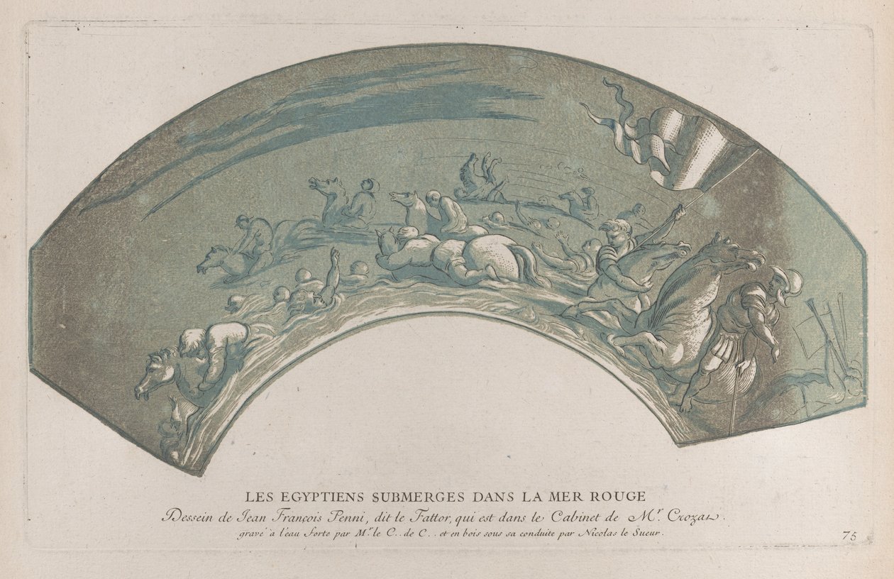 Firavun'un ordusu Kızıldeniz tarafından yutuldu, 'Recueil d'estampes d'après les plus b..., ca. 1729-40 by Anne Claude Philippe de
