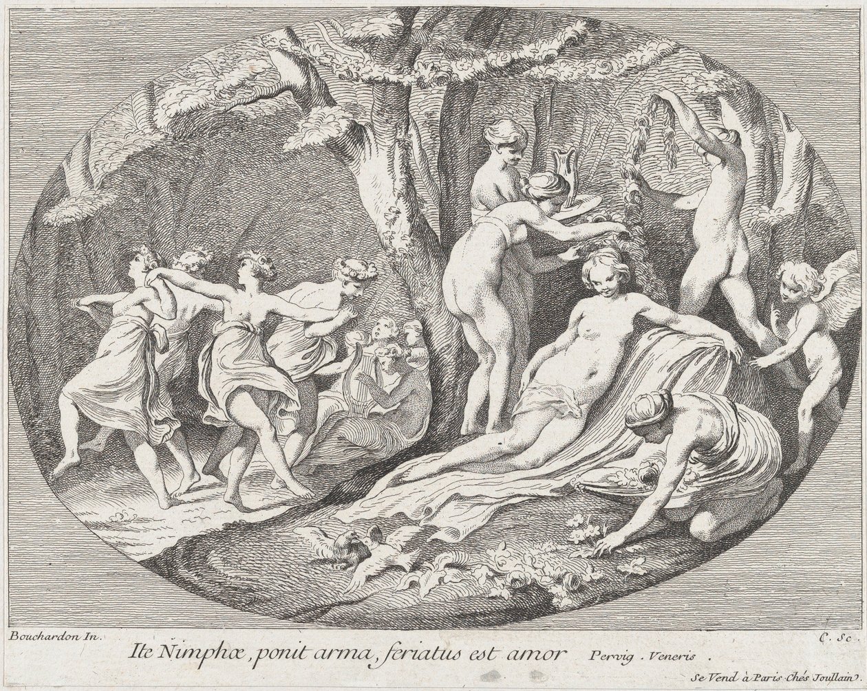 Silahlarını bırakan Periler Git, Aşk dinleniyor!, 1730-60. by Anne Claude Philippe de Caylus