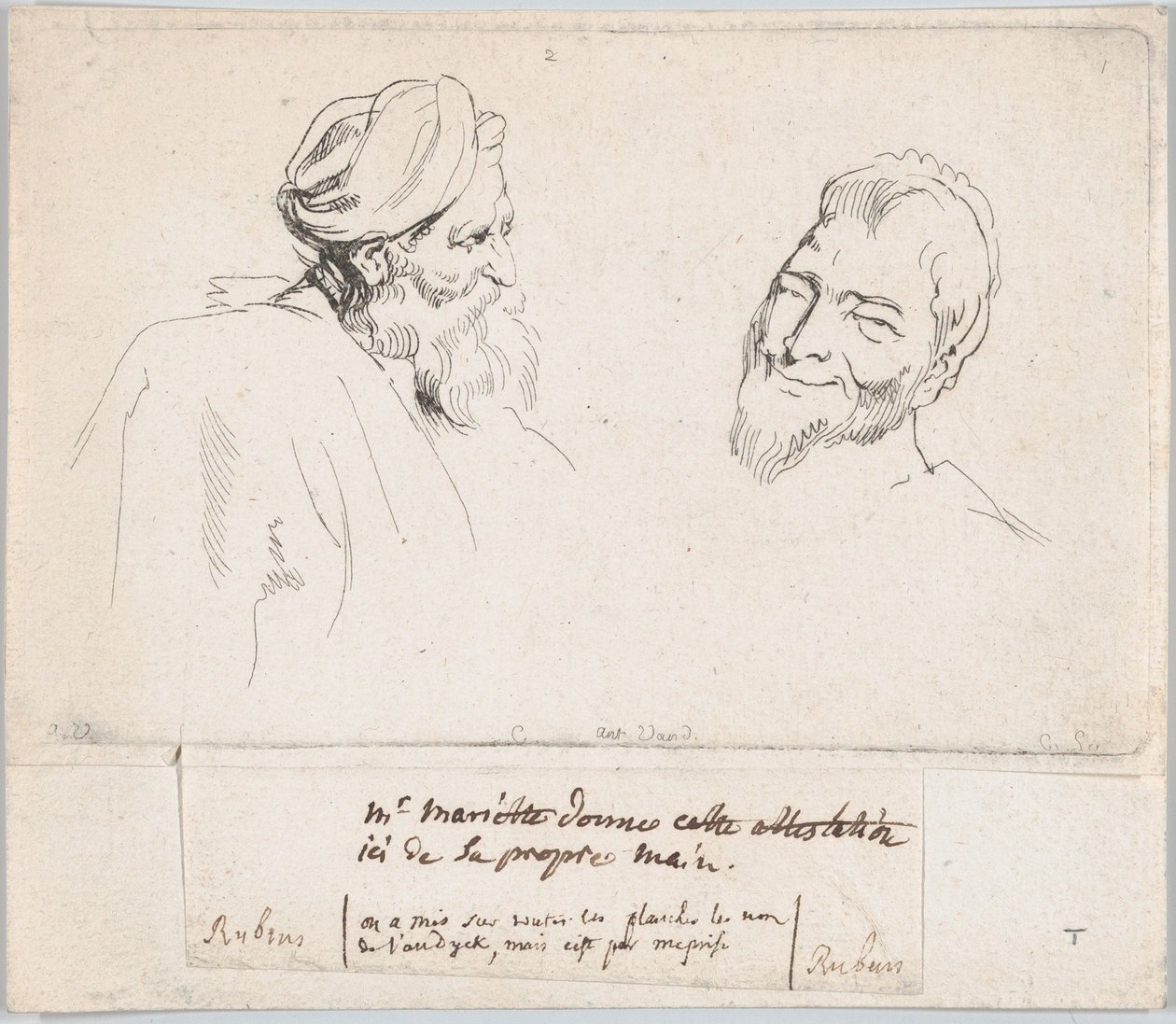 İki kafa çalışması, 1735. by Anne Claude Philippe de Caylus