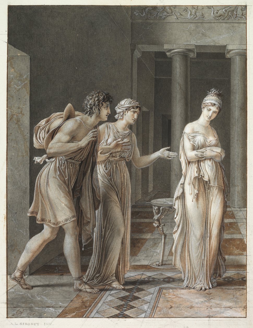 Orestes ve Hermione'nin Buluşması by Anne Louis Girodet de Roucy Trioson