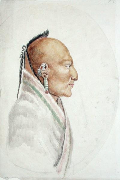 Cachasunghia, Küçük Osage Şefi (kağıt üzerine suluboya) by Anne Marguerite Hyde de Neuville