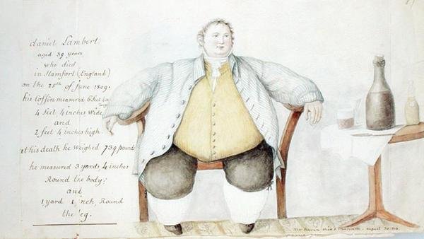 Daniel Lambert (1770-1809) 1813 (kağıt üzerine suluboya ve grafit) by Anne Marguerite Hyde de Neuville