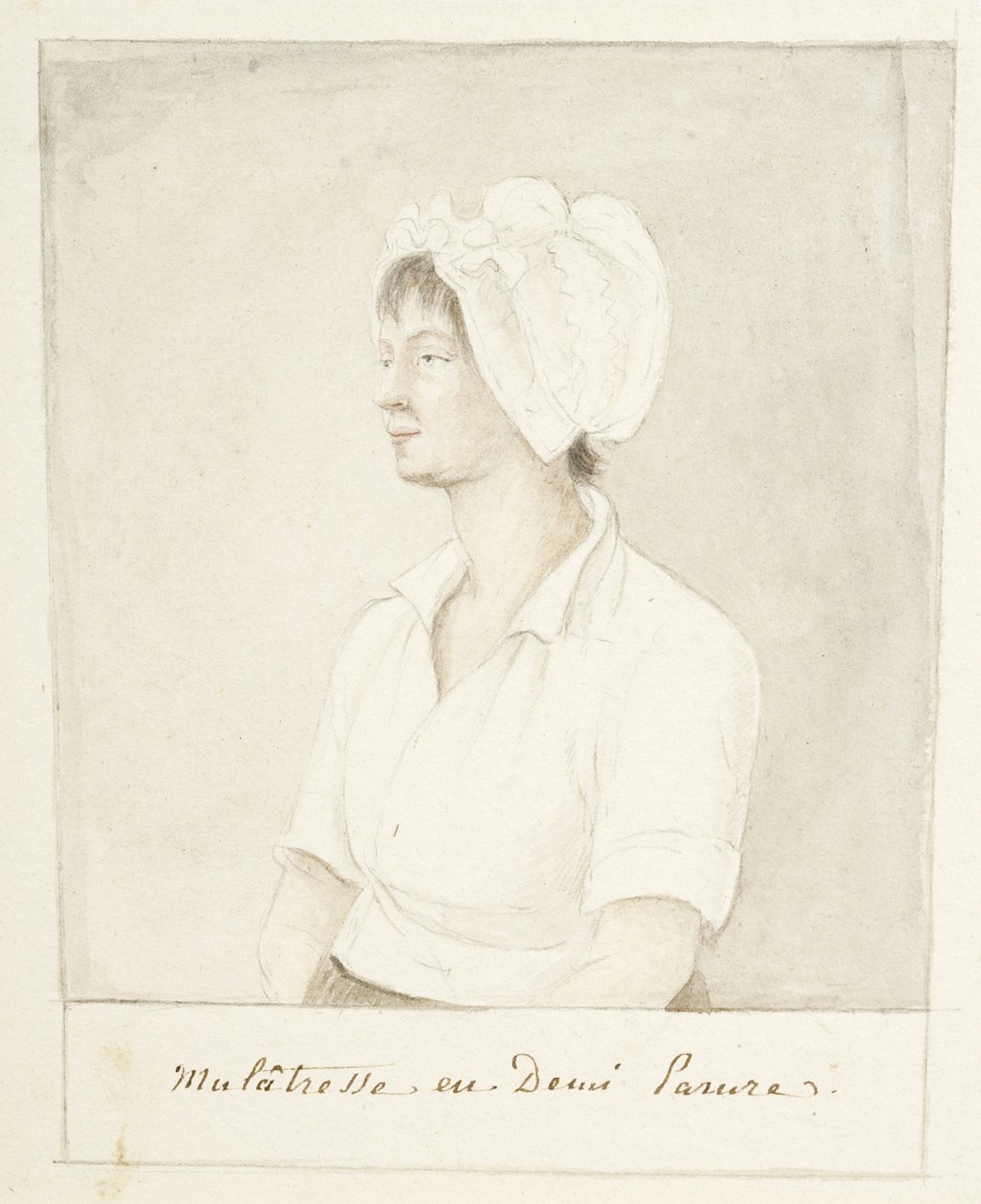 Bir Melez Kızın Portresi, tarihsiz (grafit, sulu boya ve kağıt üzerinde gri yıkama) by Anne Marguerite Hyde de Neuville