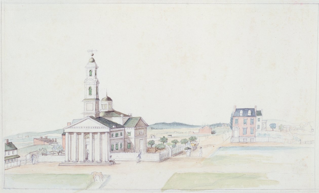John Kilisesi, Başkanlık Meydanı, Washington D.C., Temmuz 1822 by Anne Marguerite Hyde de Neuville
