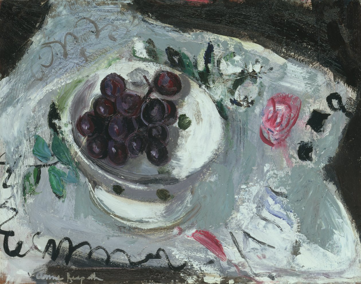 Üzüm Tabağı, 1957 dolayları (gemide yağ) by Anne Redpath