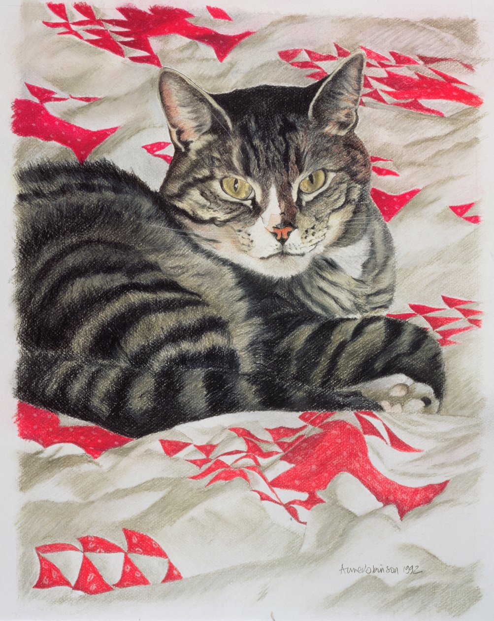 yorgan üzerinde kedi by Anne Robinson