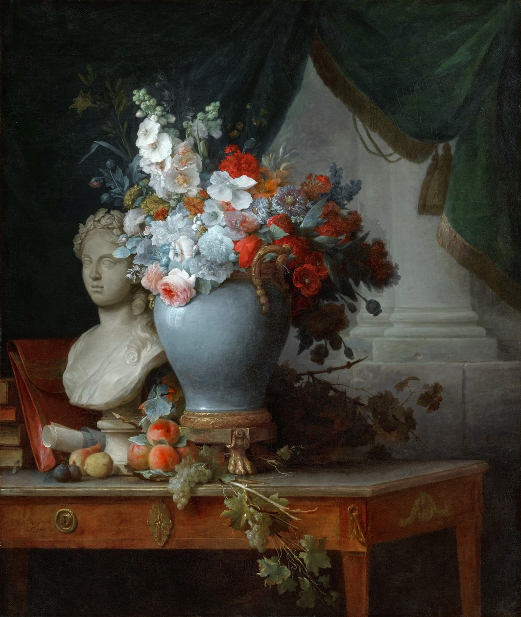 Flora Büstü ile Çiçek Vazosu by Anne Vallayer-Coster