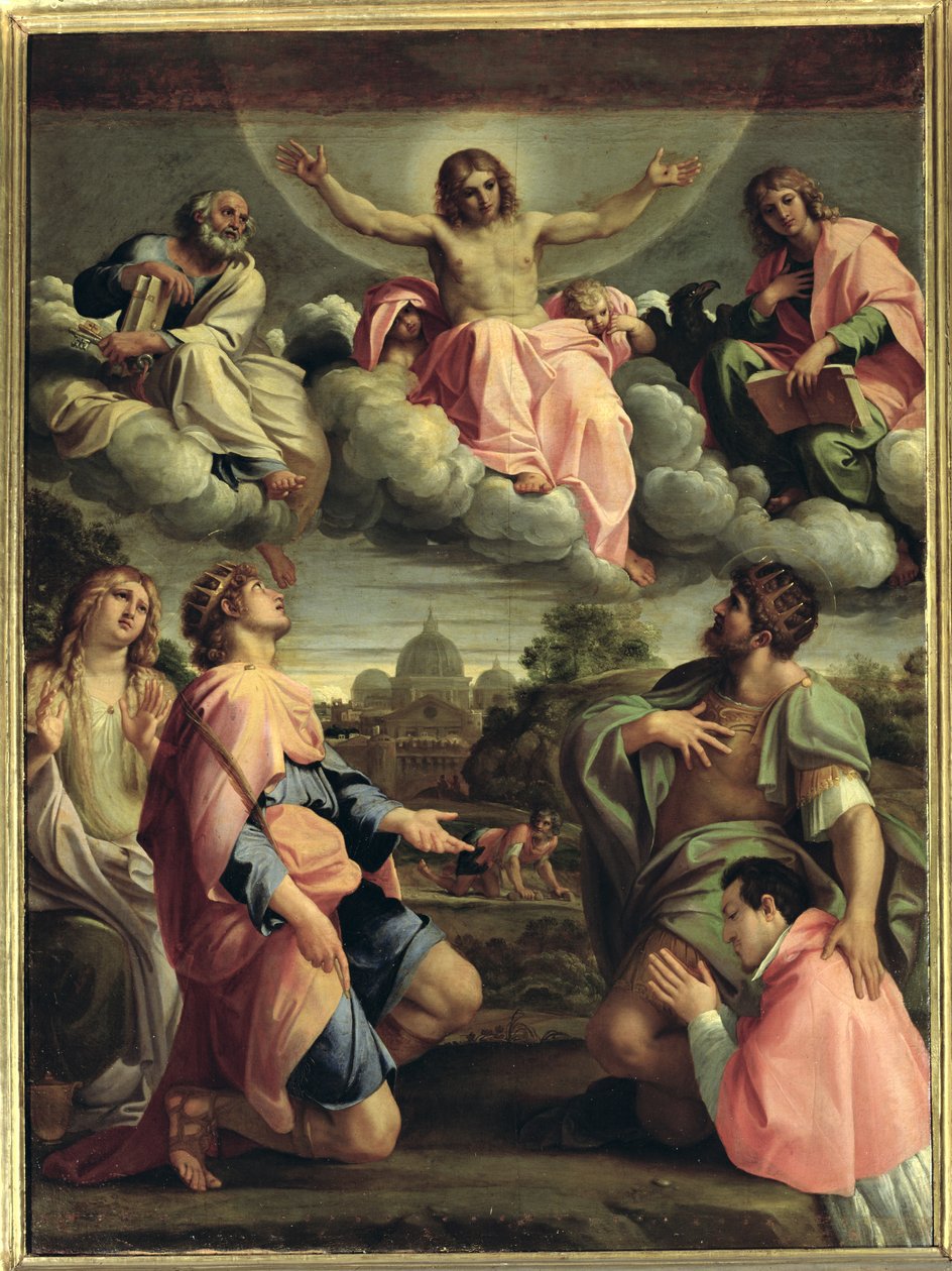 Azizler ile Zaferde Mesih by Annibale Carracci