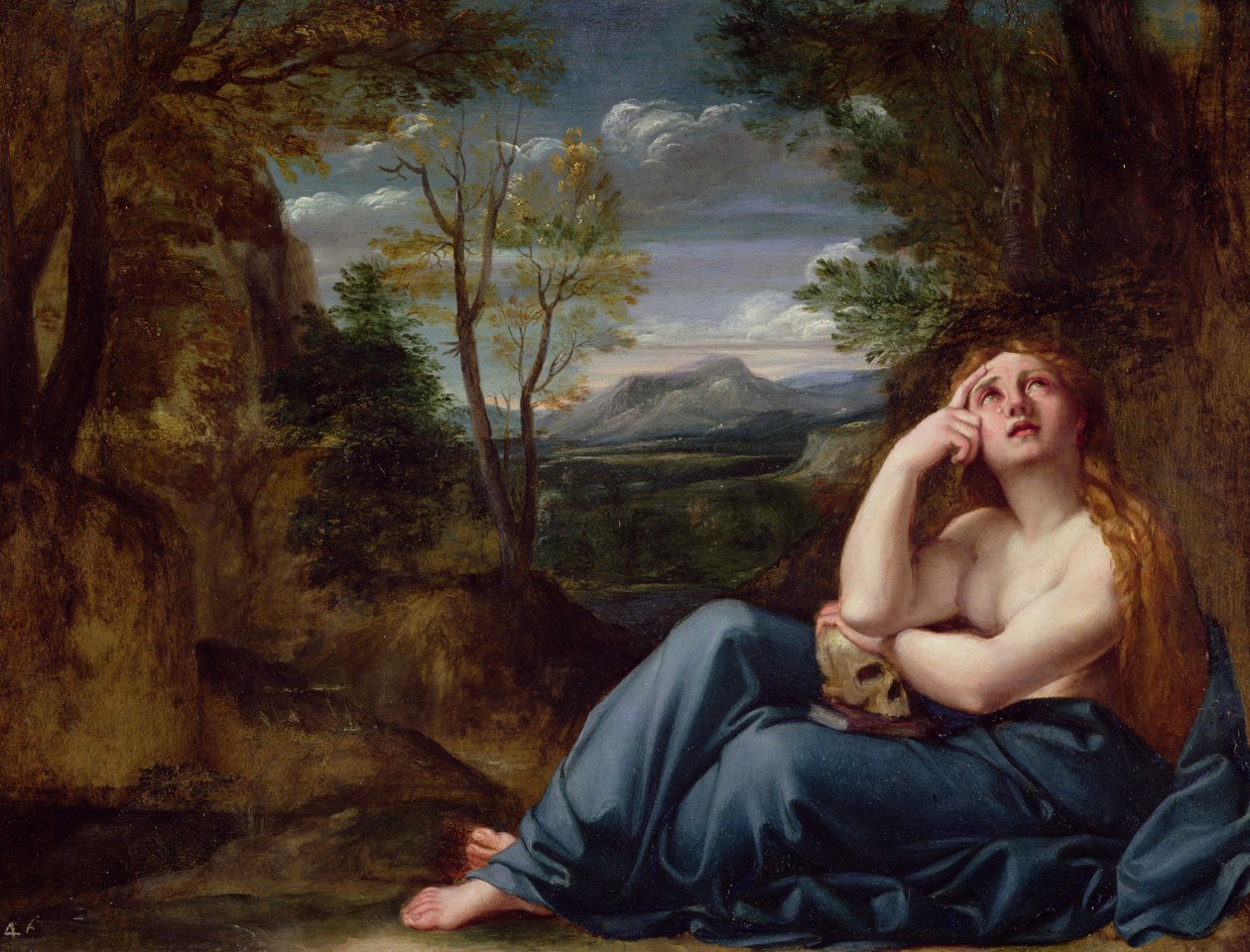 Bir Manzarada Mecdelli Meryem, c.1599 (bakır üzerine yağlı boya) by Annibale Carracci