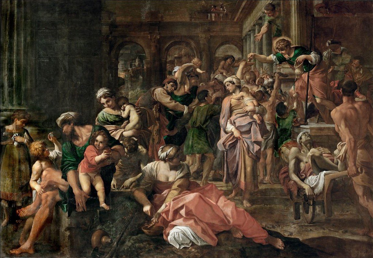 San Rocco Yoksullara Sadaka Veriyor by Annibale Carracci