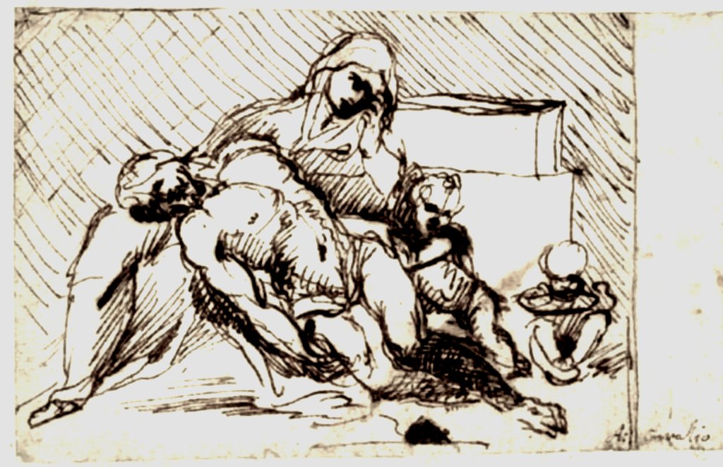 Pieta için eskiz by Annibale Carracci
