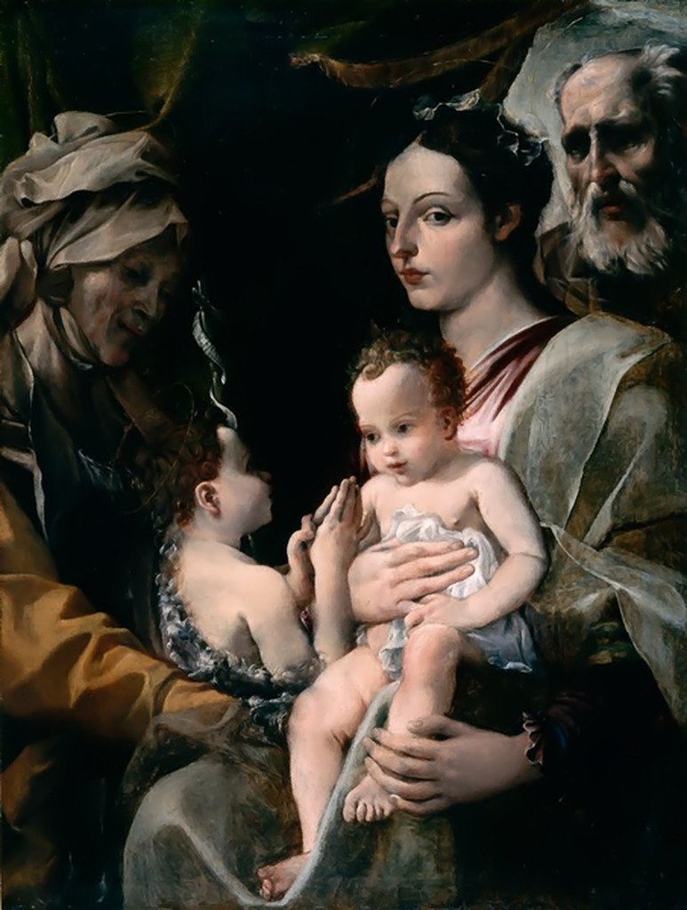 Aziz Elizabeth ve Aziz John ile Kutsal Aile by Annibale Carracci