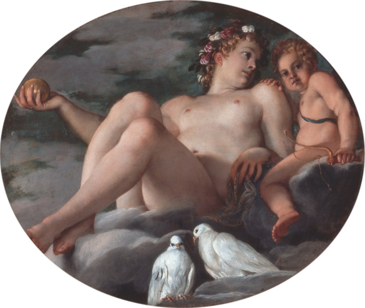 Venüs ve aşk tanrısı by Annibale Carracci