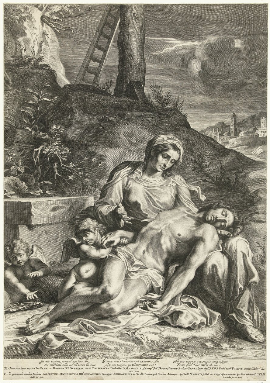 Pieter de Bailliu tarafından kazınmış Pieta by Annibale (after) Carracci