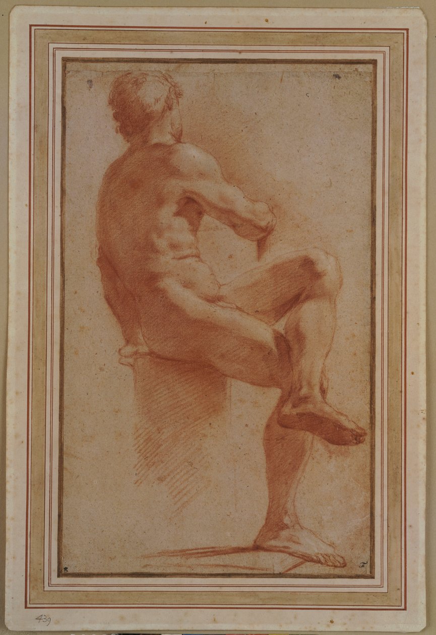 Sırtı Dönmüş Oturan Çıplak Bir Erkek by Annibale Carracci