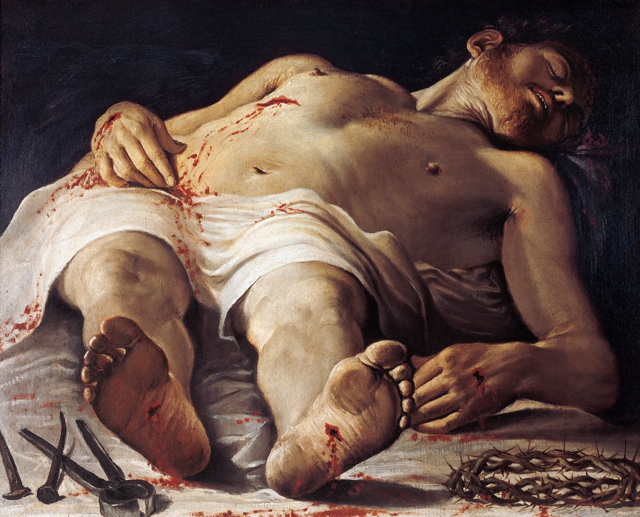Ölü İsa, Annibale Carracci (1560-1609), tuval üzerine yağlı boya, 707x888 cm by Annibale Carracci